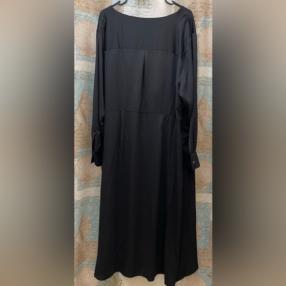 NWT DKNY Classic Black Plus Size Womens Wrap High Low Maxi Dress 22W Goth Grunge - Picture 3 of 13